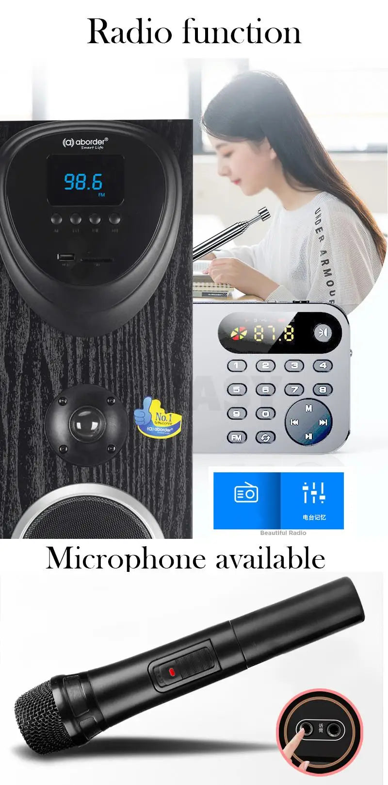 10 Inch Active Sound Box 200W Bluetooth Speakers 3-Way Audio USB SD FM AUX with Remote Control For HiFi Home Theater DJ Studios