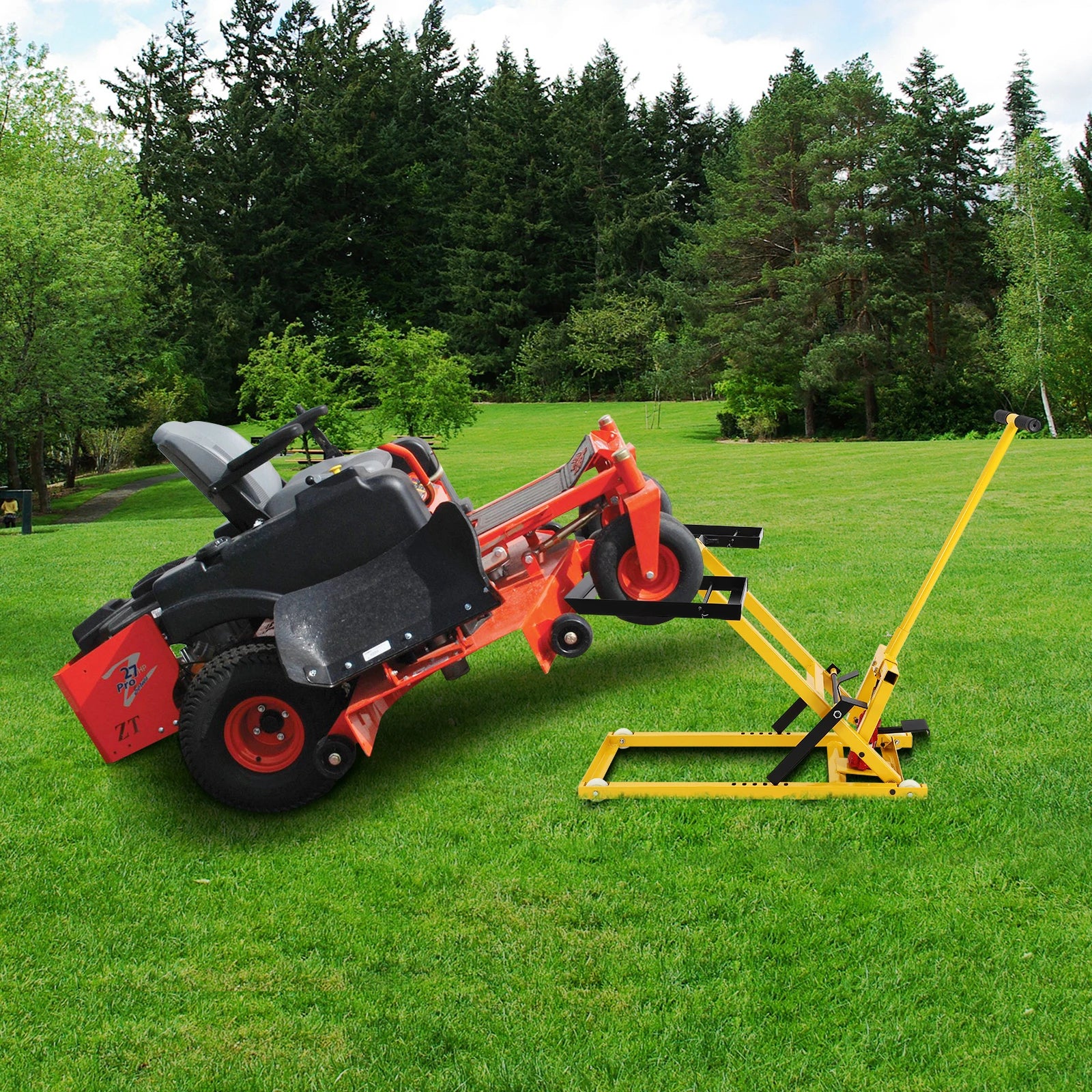 26 Inches Lawn Mower Lift Lawn Mower Lift with Hydraulic Jack Welded Solid Steel Construction Weight Capacity 500 LBS for Riding