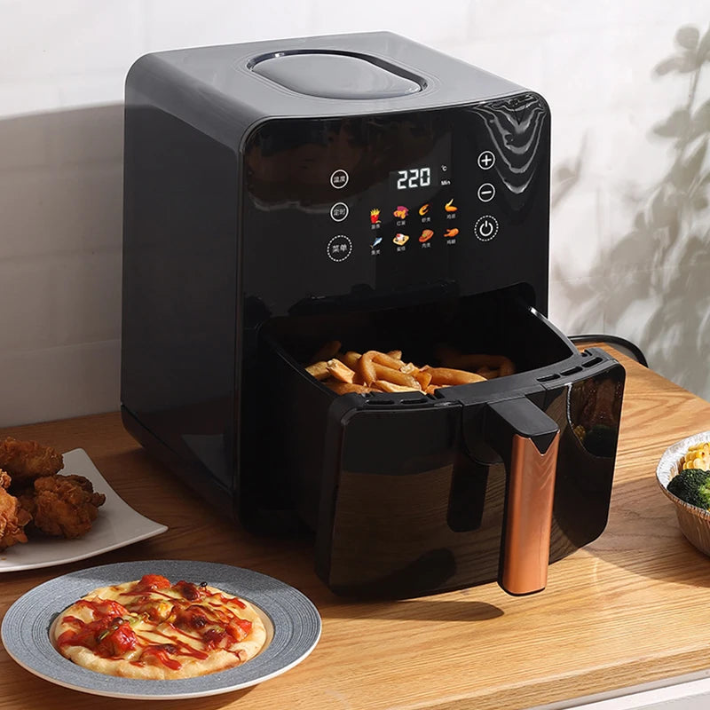 5L Electric Deep Fryer with LCD Display Smart Automatic Glass Oven Air Fryer for Household Food Processing And Baking