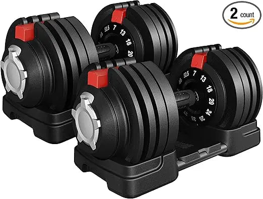 Yaheetech Dumbbell Set: 28 to 90lbs Adjustable Weights with Quick-Change System and Non-Slip Grip