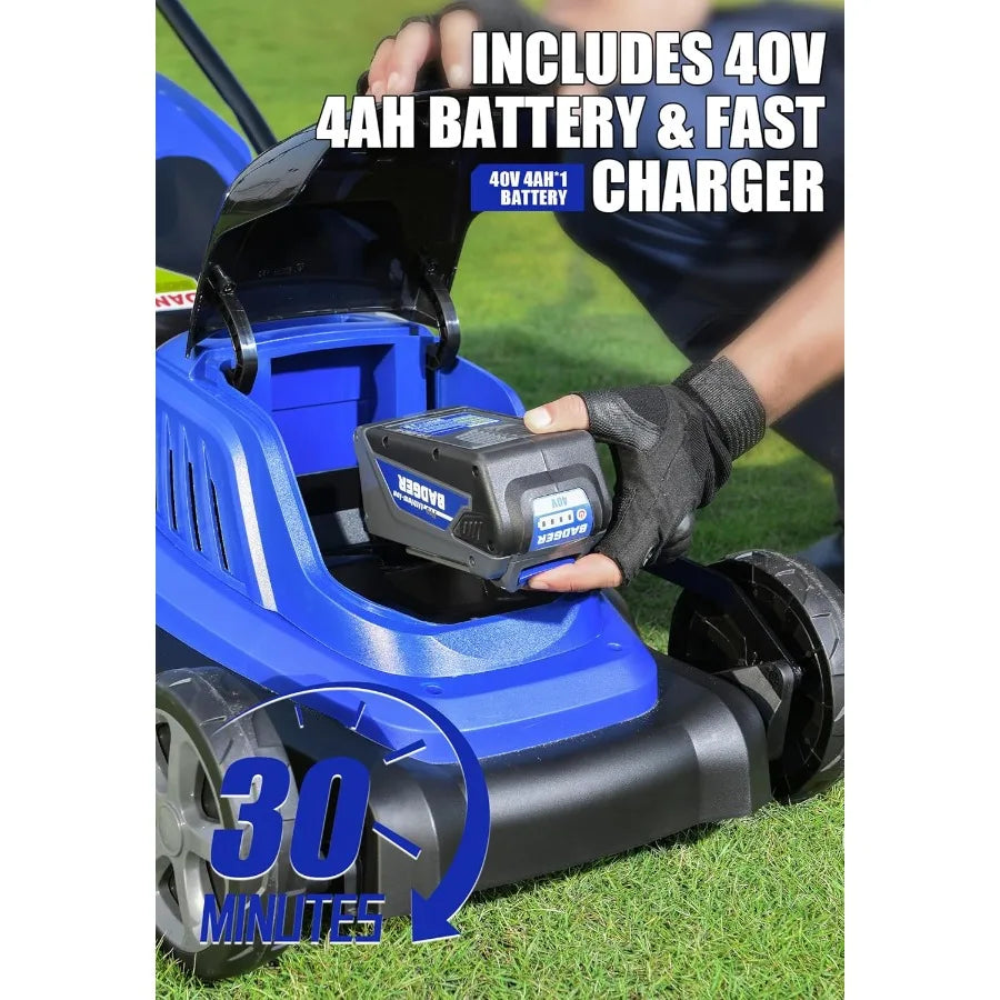 40V Brushless Cordless Electric Lawn Mower with 18 Cutting Width and 5 Adjustable Height Settings for Efficient Lawn Care Quick