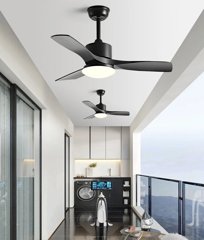 Modern Nordic Led Ceiling Fans with Lights Home Decoration Strong Wind with Focus Lamps for Kitchen Living Dining Room With Fan