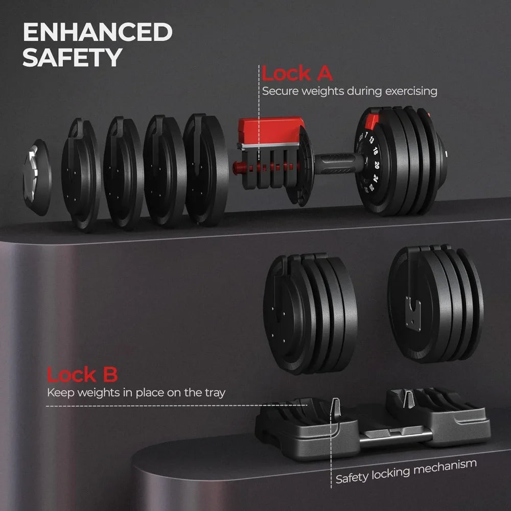 Yaheetech Dumbbell Set: 28 to 90lbs Adjustable Weights with Quick-Change System and Non-Slip Grip