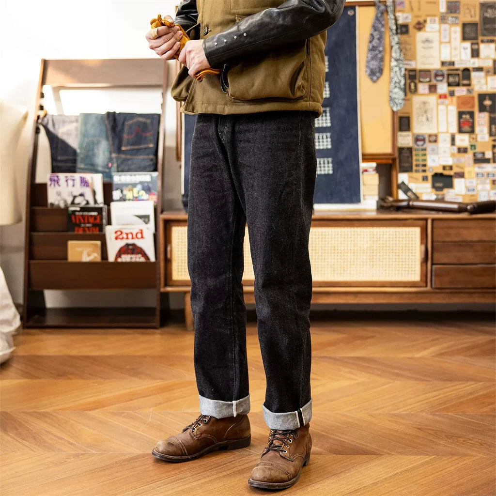 Red Tornado Lot 601B Black Jeans Straight Fit 14.5oz Selvedge Denim Pants Rinsed