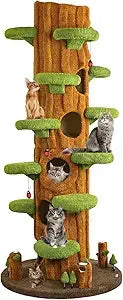80.35'' Luxury Cat Tree for Indoor Cats, All-in-One Tall Flower Tower with Scratching Post, Multi-Level Heavy Duty Cat Tree for