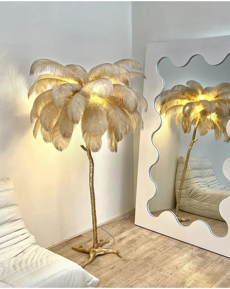 Modern Luxury Feather Floor Standing Lamp Living Room Sofa Background Wall Bedroom Bedside Light Home Deco Floor Lamp Mood Light