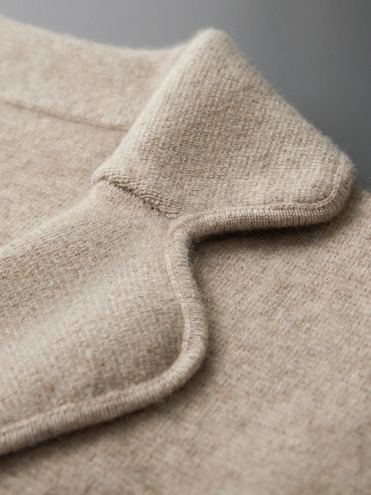 Men' 100% Cashmere Sweater Coat Cashmere Pants Suit Autumn Winter Thick Soft Warm Cashmere Knitwear Smart Casual Cashmere Suit