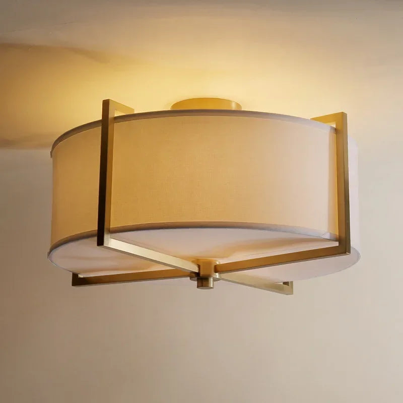 New Chinese Style Ceiling Lamp Exhibition Hall Hotel Restaurant Porch Study Bedroom Fabric Ceiling Lamp  Lustres  Room Decor