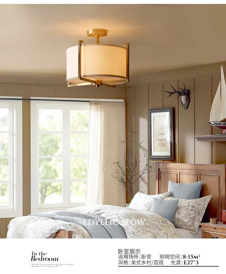 New Chinese Style Ceiling Lamp Exhibition Hall Hotel Restaurant Porch Study Bedroom Fabric Ceiling Lamp  Lustres  Room Decor