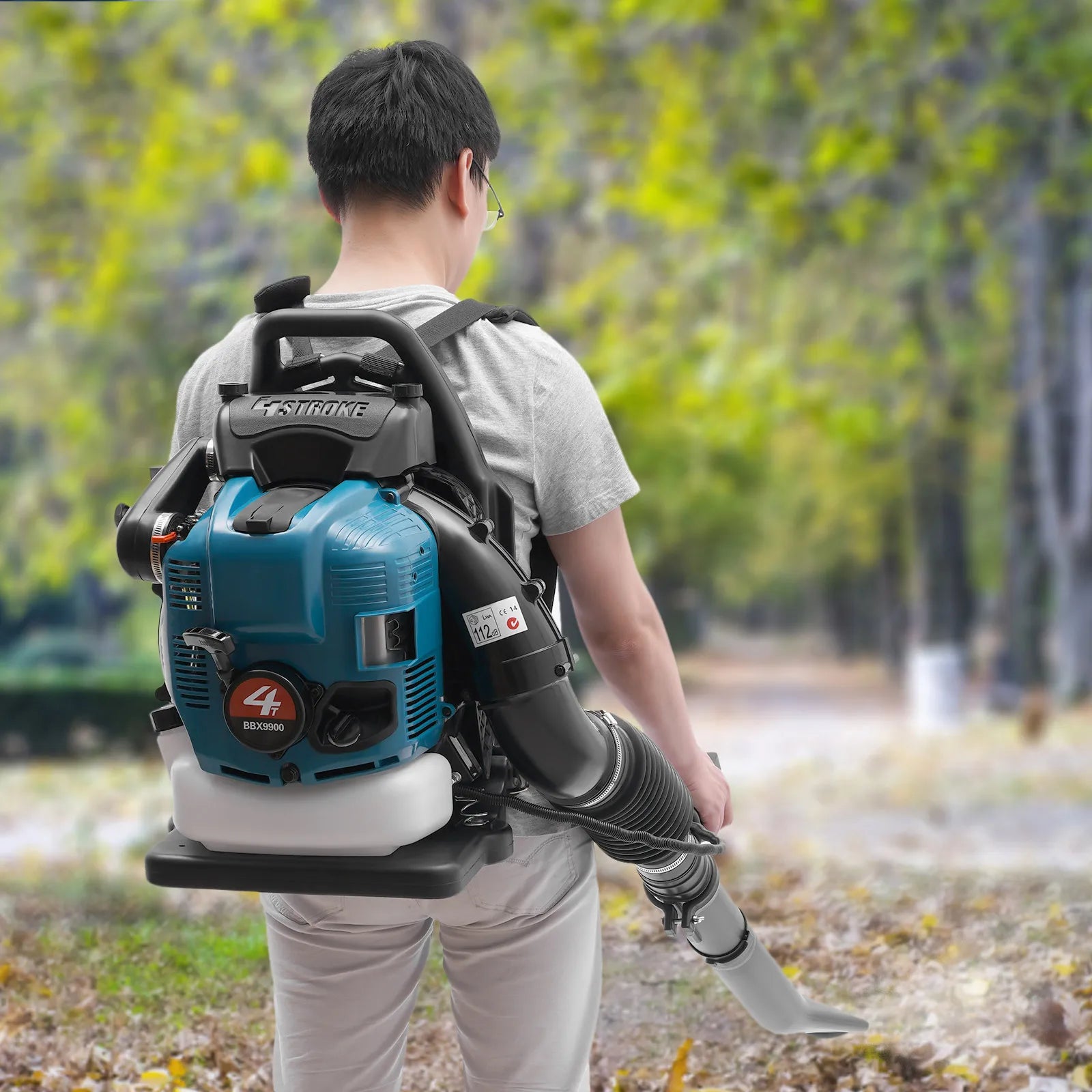 75.6CC  Backpack Leaf Blower, 4 Stroke Gas Powered Leaf Blower, with 498ft ³/s Powerful Blowing, 1.9L Large Fuel Tank