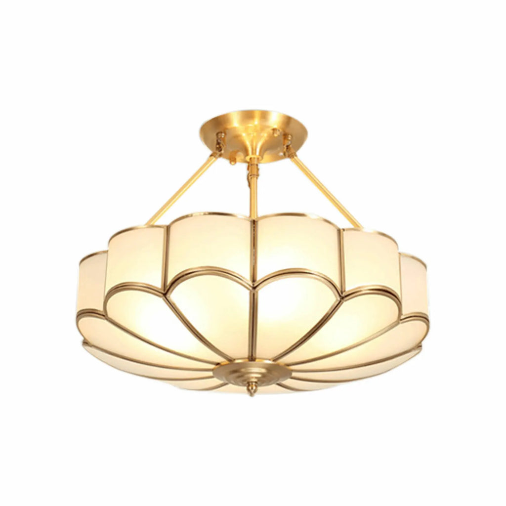 23 Inch Gold and Brass Semi Flush Mount Chandelier Ceiling Light Fixture