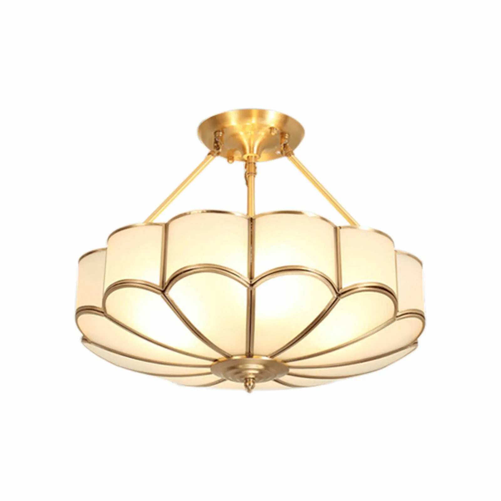 23 Inch Gold and Brass Semi Flush Mount Chandelier Ceiling Light Fixture