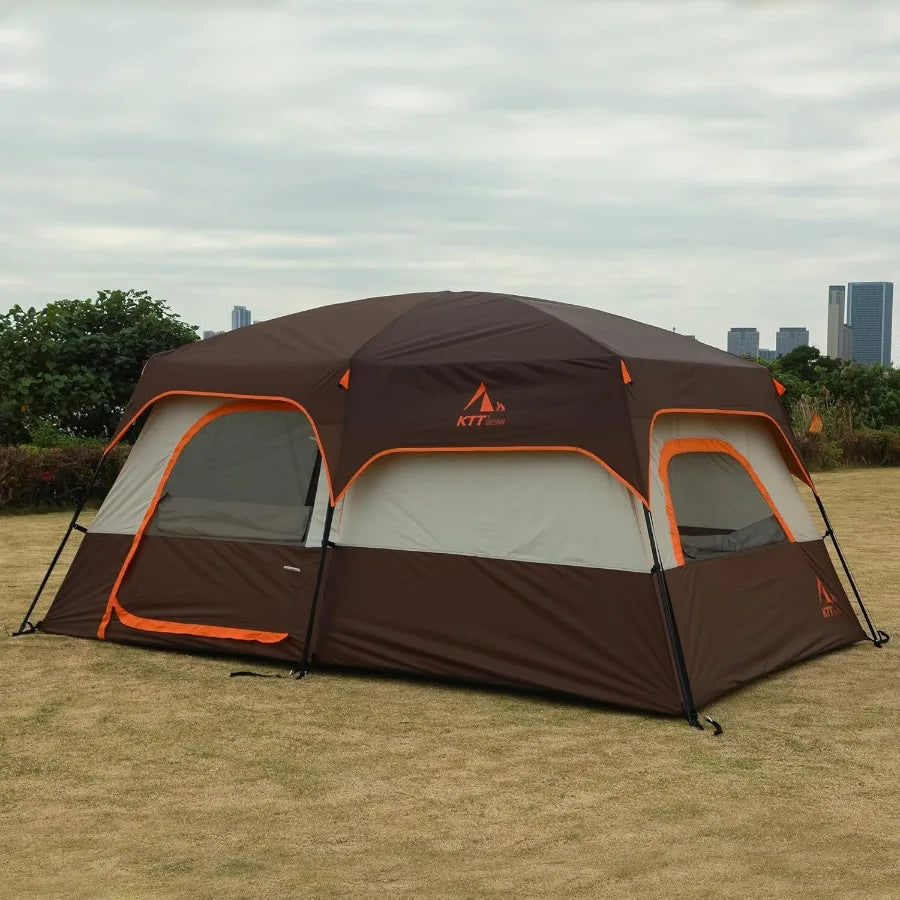 Extra Large Family Cabin Tent for Outdoor Camping and Picnic: 101214 Person Capacity 2 Rooms 3 Doors 3 Windows with Mesh Straig