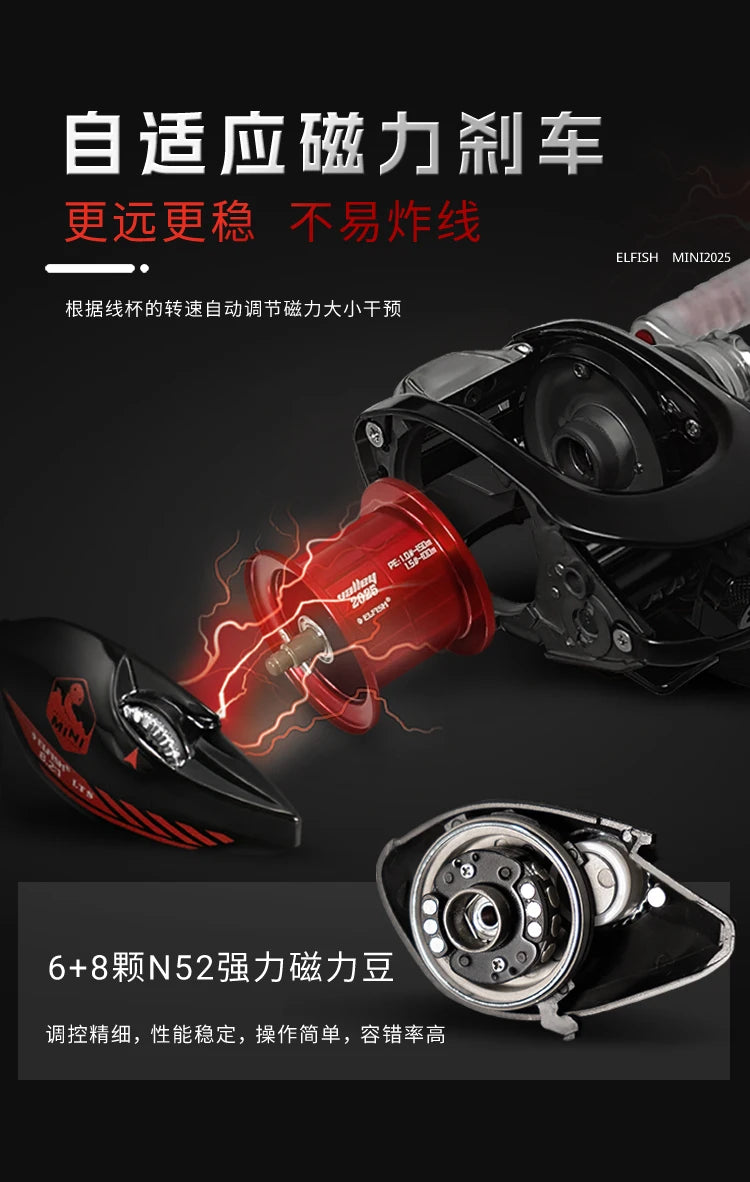 Valley Mini 2025 Baitcasting Reel with Magnetic Brake and 9+1 Bearings for River Fishing