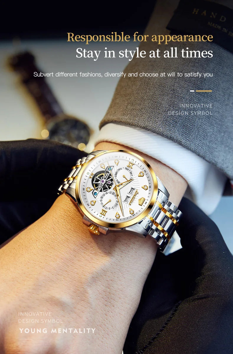 JSDUN 8911 Men's Watch High Quality Waterproof Luminescent Automatic Mechanical Watch Luxury Brand Multi functional Men's Watch