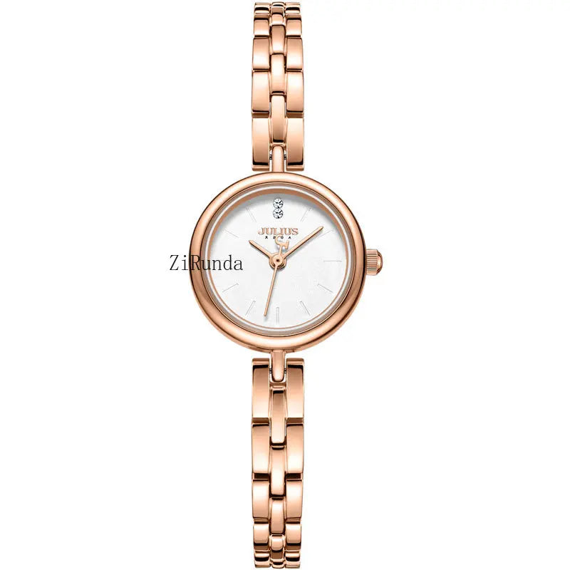 Ladies watch simple temperament luxury steel belt round waterproof quartz watch