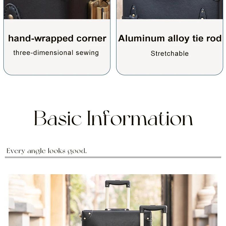 Urecity Vintage Luggage Set Lightweight Trolley Travel Suitcase On Wheels Retro Rolling Luggage 26 "+20" +12 "