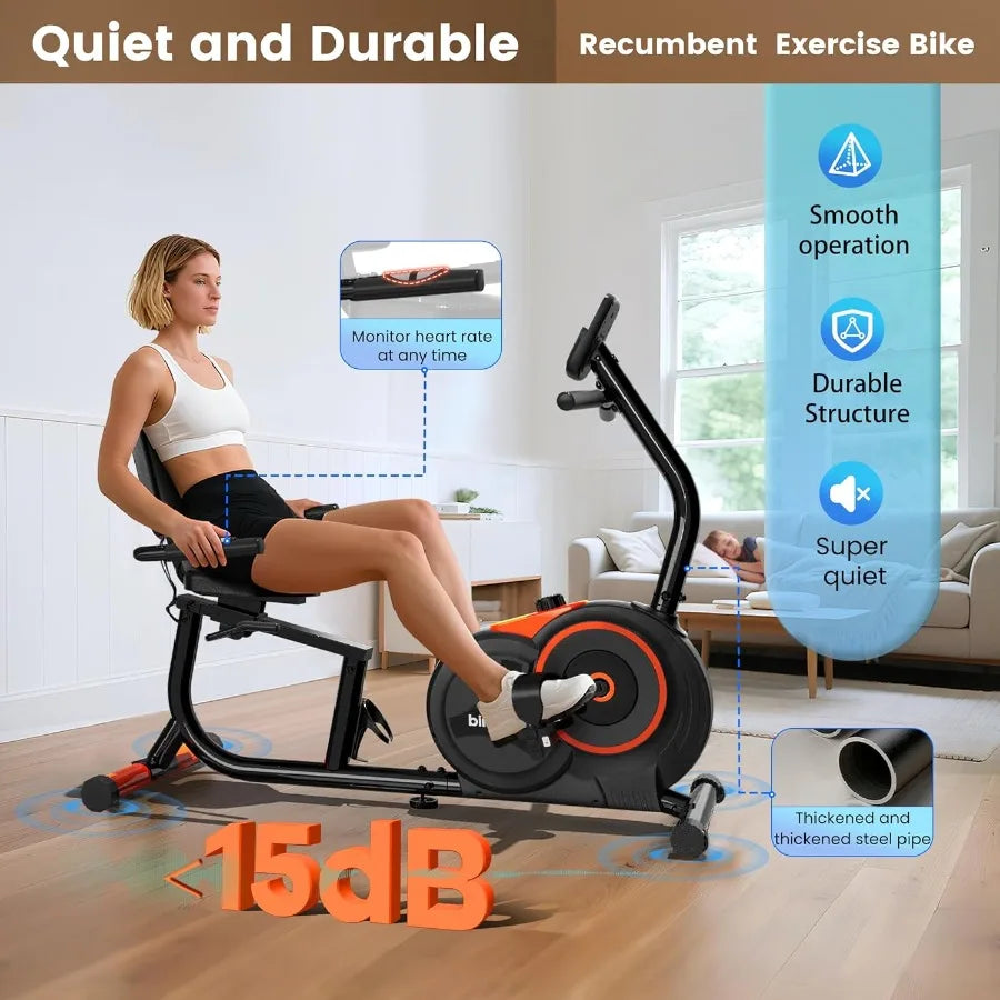 Recumbent Exercise Bike for Home Use: Ideal for Adults and Seniors Supports Up to 400 Pounds Features 16 Adjustable Gears and C