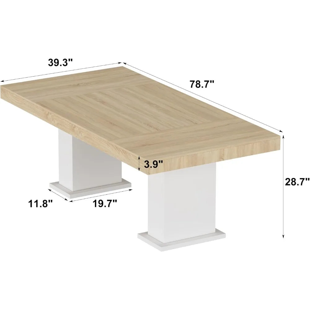 Dining Table for 4-8 People, Large Dinner Table, 78.7” Rectangular Kitchen Dining Table, Modern Dining Room Table, for Dining Ro