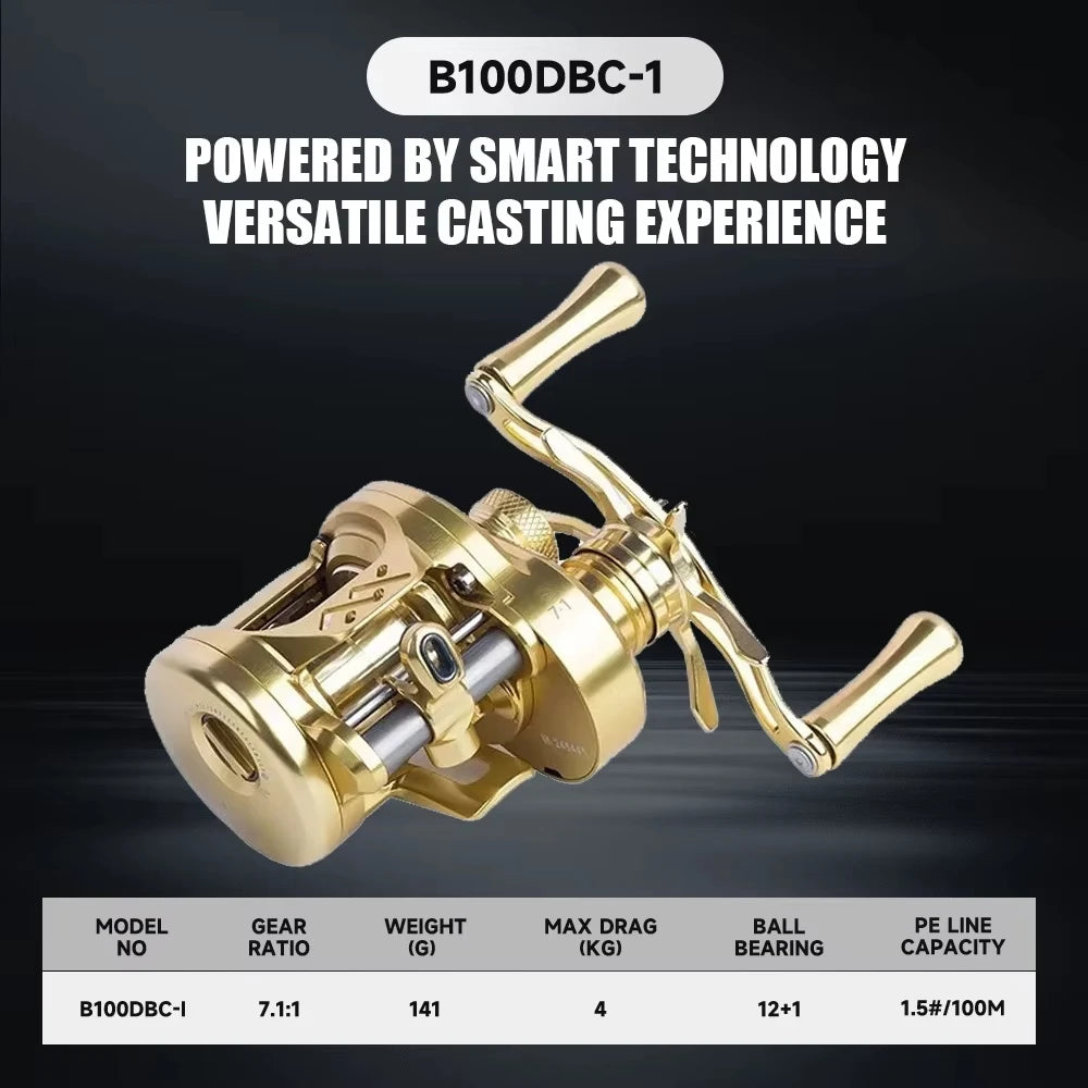 LOONGZE Airlite B50/100/200DBC-I BFS Baitcasting Reel Bait Finesse Fishing Reel All Metal Magnetic Brake System Lightweight