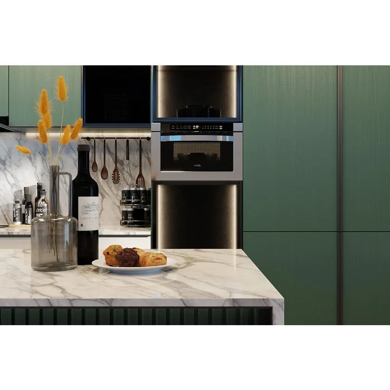 KM-MD-1SS 24 Inch Stainless-Steel Microwave Drawer Capacity, 1000W Power with 10 Custom Cooking Levels, Memory, and Tim