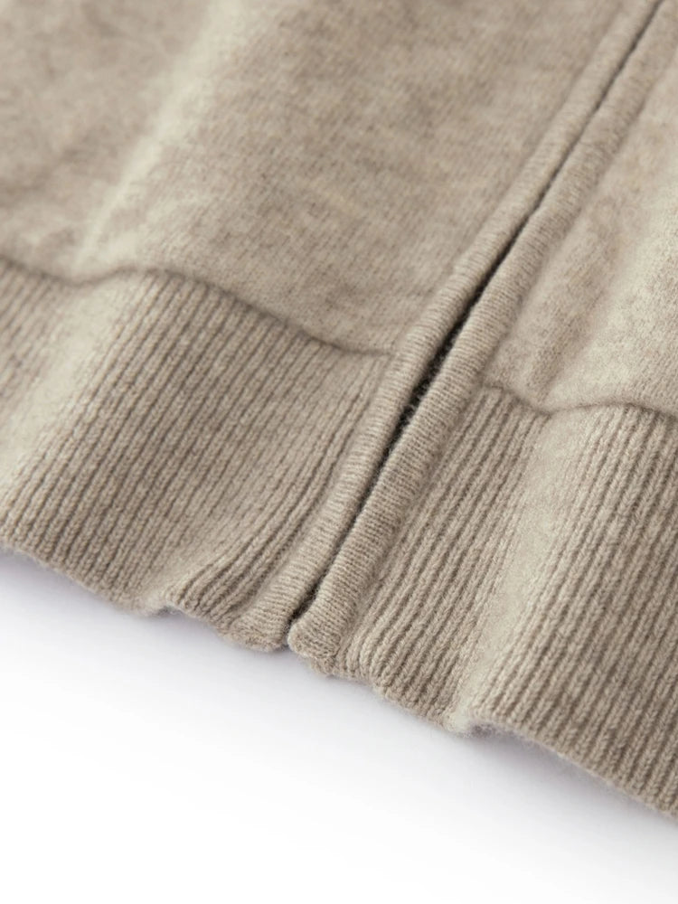 High Quality Autumn Winter Men Hooded Cashmere Sweater Long Sleeve Casual Loose 100% Merino Wool Cardigan Knitwear Clothing Tops