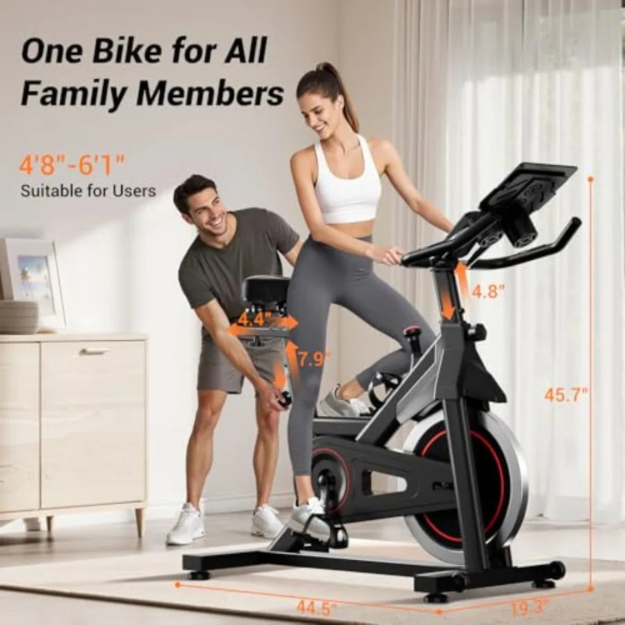 Exercise Bike Stationary Bikes for Home 300 LBS Capacity Workout Bike with Silent Belt Drive Indoor Cycling Bike with Extra Com