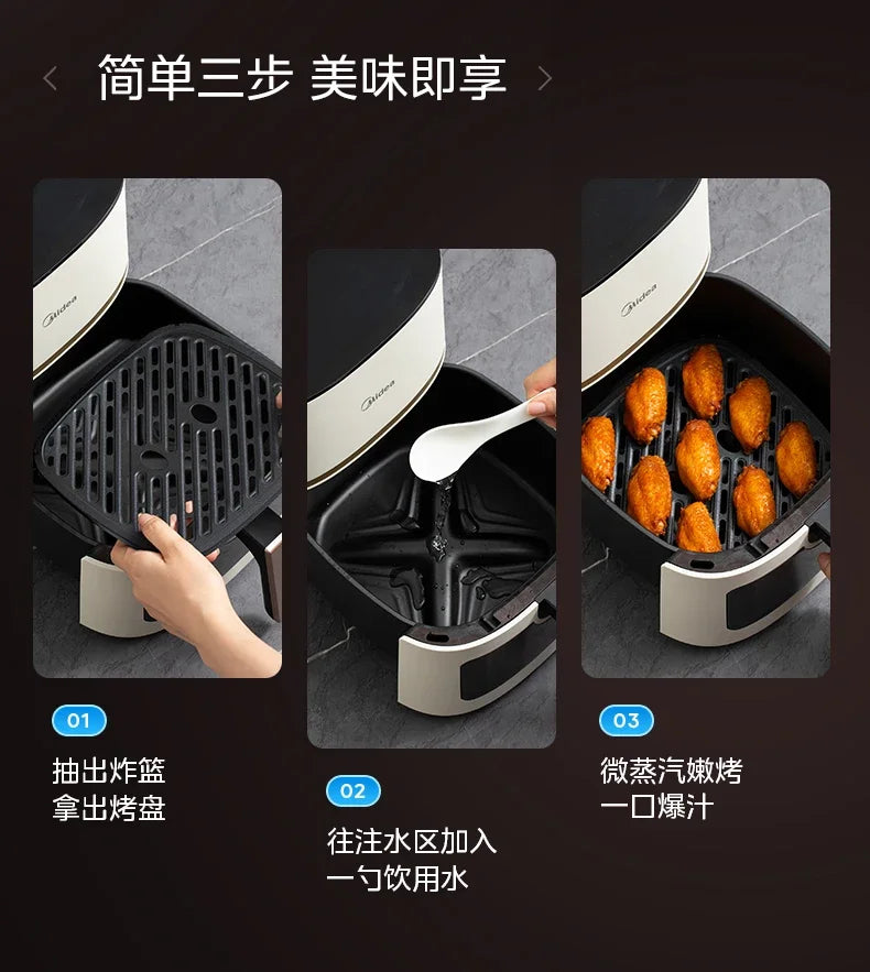 Large Capacity Air Fryer for Household Use Modern Kitchen Appliance Electric Cooking Machine with No Flip Visual Feature