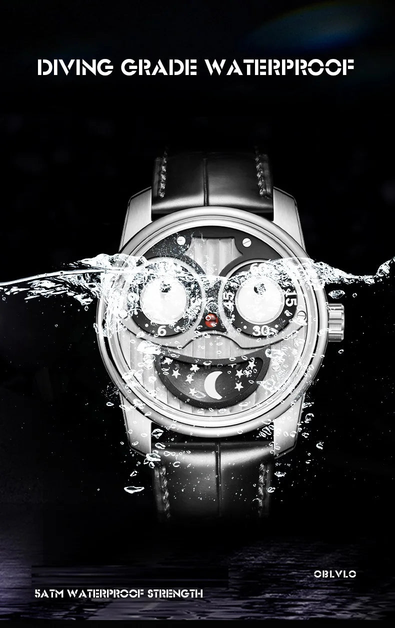 OBLVLO men's mechanical watches, automatic winding mechanical watches, novel and creative men's watches, men's timepieces, uniqu