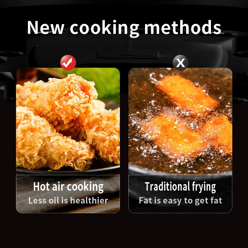Multifunction Visible Air Fryer Stainless Steel Shell 8L Thermal Cycle Oil-free Non-Stick Touch Screen Electric Frying Oven