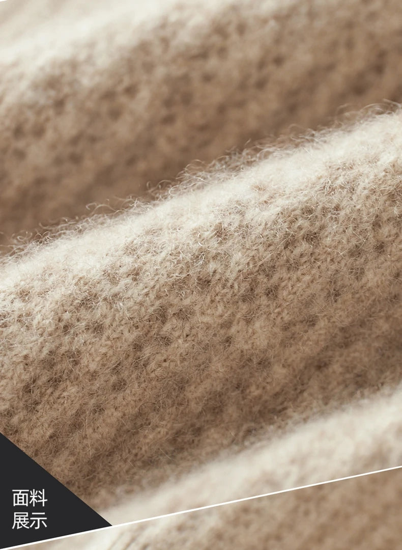 New Men's Thick Zipper Hoodie Cardigan100% Merino Wool Knitted Sweater Casual Loose Autumn/Winter Warm Hoodie Long Sleeve Jacket