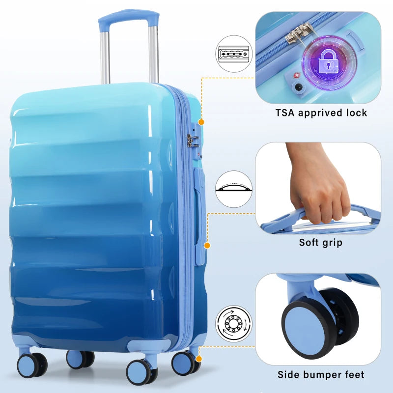 Lage Set 3 Piece Hardshell Suitcases With Spinner Wheels And TSA Lock  Lightweight Durable PC ABS  Vibrant Glossy Expandable
