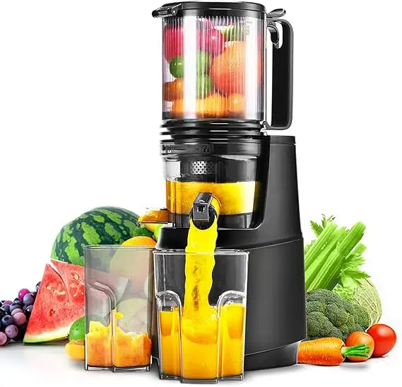Large Feed Chute Cold Press Juicer: Slow Masticating Machine for Efficient Fruit and Vegetable Juicing, Easy Clean Design