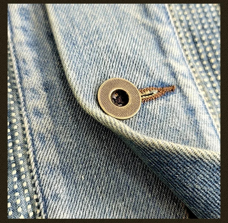 Amekaji Wear Clothes Men Blue Dyed Denim Robe Jacket Cardigan Coat Retro Washed Dyed Distressed