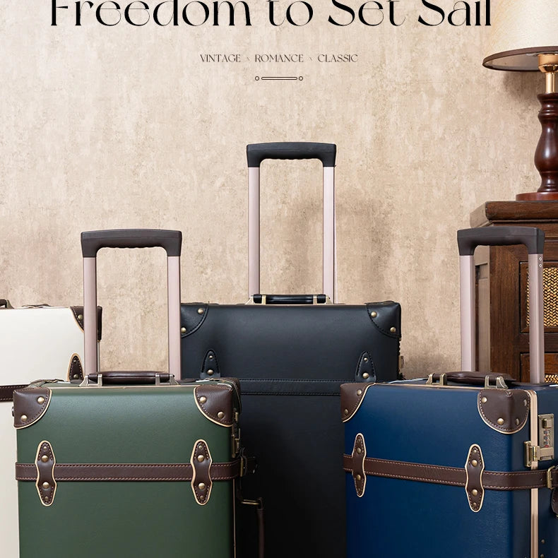 Urecity Vintage Luggage Set Lightweight Trolley Travel Suitcase On Wheels Retro Rolling Luggage 26 "+20" +12 "