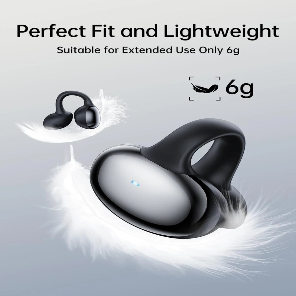 Clip-On Earbuds Open Ear Headphones Wireless Bluetooth Ear Buds -in Microphone, Lightweight Comfort, Stable Fit Earphones for Ru